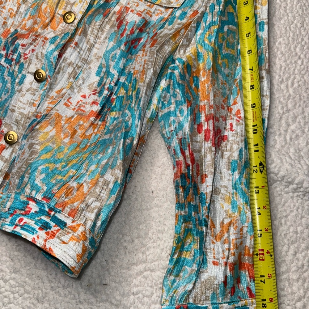 Ruby Rd. Multicolor Patterned Shirt with Gold Button - Picture 8 of 9